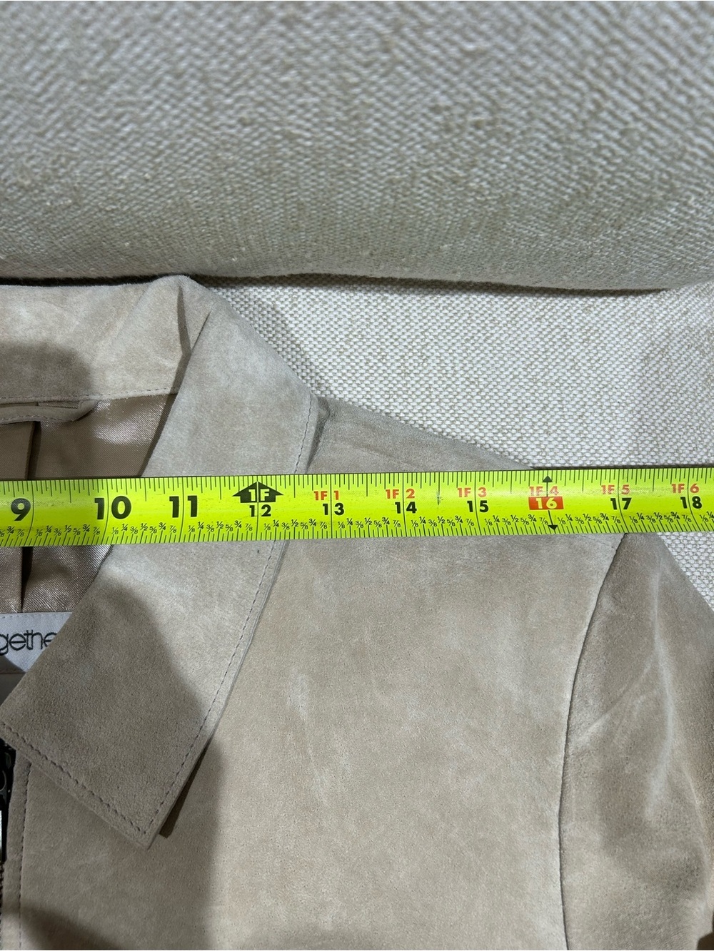 Together Y2K Beige Suede Leather Zip-Front Jacket Women’s Size 12 Boho Western - Picture 10 of 10